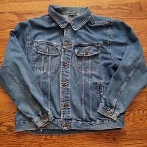 Vintage Y2K Lee Denim Jacket with a US/Italy Flag Embroidered on the back